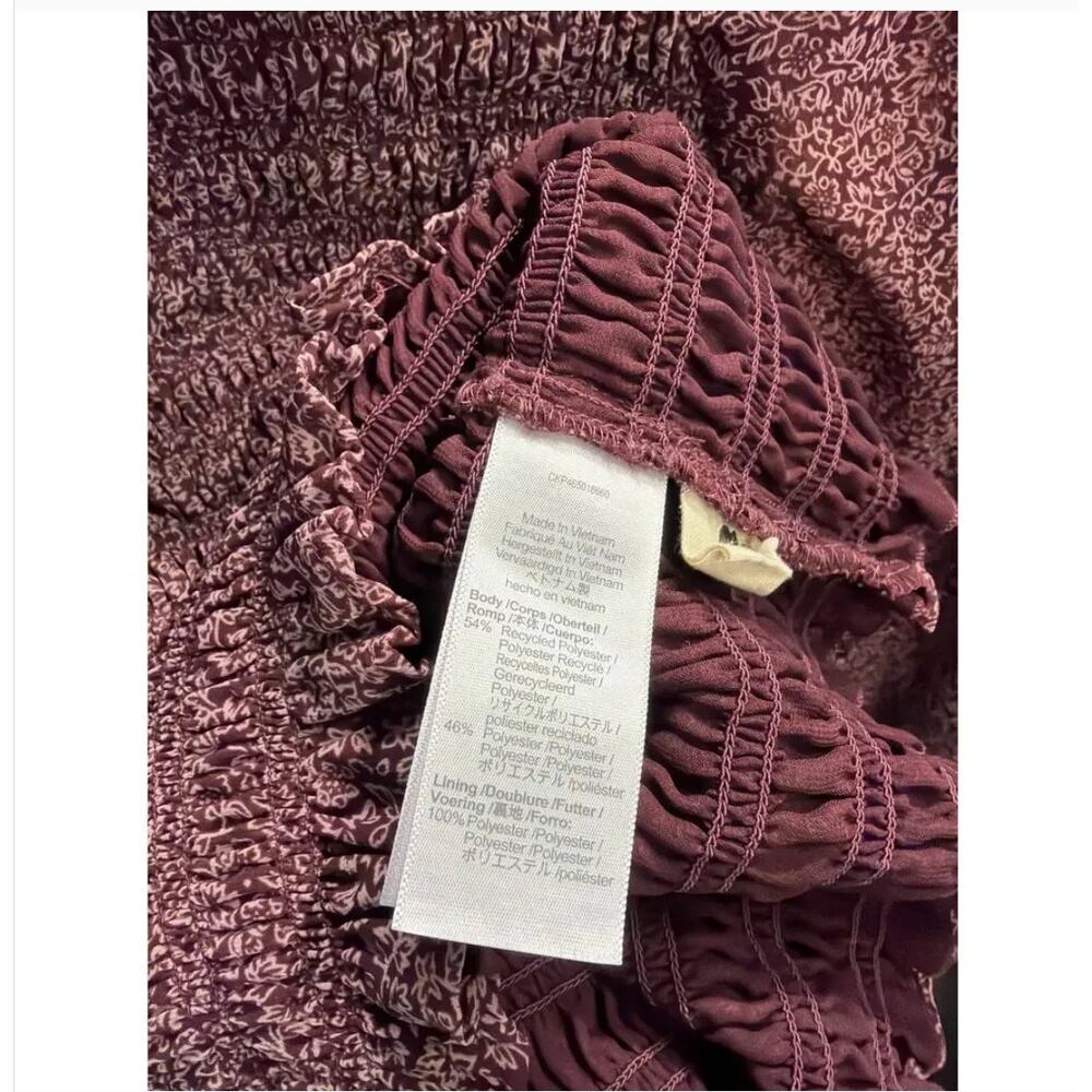 Madewell Smocked Peasant Blouse Burgundy Boho Romantic Cottagecore L - Picture 7 of 8
